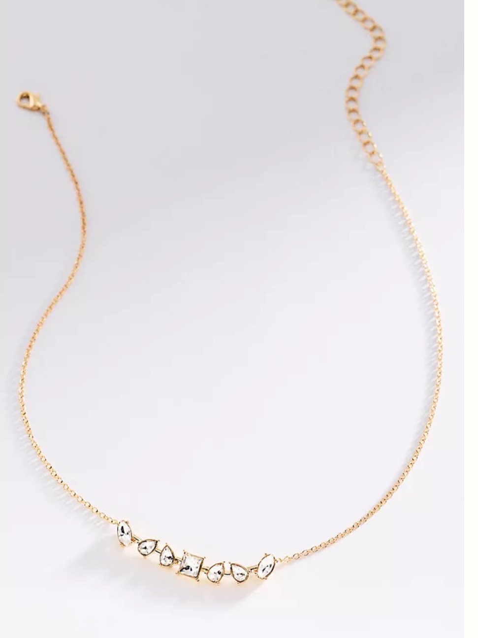 Anthropologie Crystal Mix Gold Necklace New